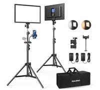 RALENO 2-Pack 13" LED Video Light Kit with 170cm Adjustable Stands and Phone Clip, 2500K-6500K Bi-Color and Built-in Battery, Studio Lighting for YouTube, Streaming, Photography, Video Recording