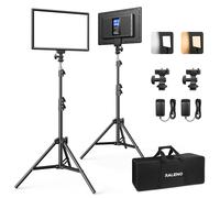 RALENO 2-Pack 13" LED Video Light Kit with 170cm Stands and LCD Display
