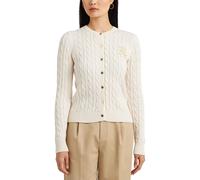 Ralhan Cable Knit Cardigan with Crew Neck and Button Fastening Ecru