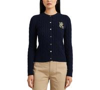Ralhan Cable Knit Cardigan with Crew Neck and Button Fastening Navy Blue