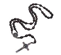 RALIYATX Prayer Beads, Wooden Beads for Pendant Necklace For Women Wood Beads Cord Rosary Necklace Holy Catholic Handmade - Dark Brown