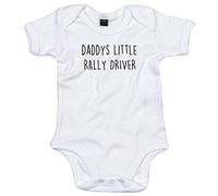 Rally Driver Baby Body Suit Daddys Little Newborn Babygrow White with Black Print 0-3 Months