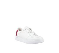 FitFlop Womens Rally Snakeprint-Backtab Leather Panel Trainers Urban White/Wild Raspberry 6