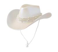 Ralondbey Hat Jeweled Pearls Cowboy Hats Bride Hat Panama Hat for Bachelorette Party Cowboy Hats for Club Stage Shows