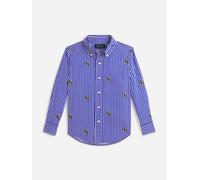 Ralph Lauren Kids Ralph Lauren Boys Equestrian Bear Stripe Shirt in Blue - Blue - 6 Yrs