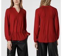 Ralph Lauren Pleats Blouse Shirt Tee Lipstick Red