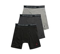 Ralph Lauren Polo Men's Classic Fit Cotton Trunks 3-Pack, Andover Heather/Polo Black, Madison Heather/Polo Black, Polo Black/Red, Medium