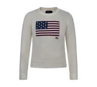 Ralph Lauren Womens Polo Flag Cotton Crewneck Jumper Parchment Cream 100% Cotton