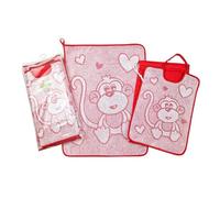 RALPH Nursery School Set 3 Pieces: Terry Cloth Bib with Elastic 26 x 34 cm, Towel 40 x 50 cm, Canvas Bag 32 x 37 cm - Nursery Set - 100% Cotton Made in Italy (Red)