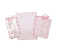RALPH Nursery School Set 3 Pieces: Terry Cloth Bib with Elastic 26 x 34 cm, Towel 40 x 50 cm, Canvas Bag 32 x 37 cm - Nursery Set - 100% Cotton Made in Italy (Pink)