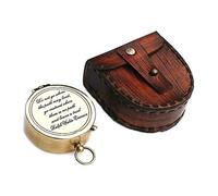 Ralph Waldo Emerson Quote Engraved Brass Compass - Vintage Pocket Compass with Premium Leather Case, Inspirational & Motivational Gift for Graduation, Retirement, Travelers & Explorers