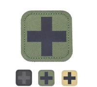 RALSPEC IRR Medic Patch Med Patches Hook and Loop 5x5cm First Aid Army Airsoft Cross Badge Black OD Green Tan Reflective (OD Green)