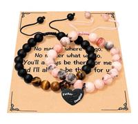 Ralukiia Mother & Son Heart Matching Necklace Set - Graduation, Birthday Jewelry, M, Stone, Rhinestone, Pearl, No Gemstone