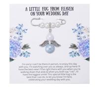 Ralukiia Something Blue Angel Memory Bouquet Charm, Wedding Day Hug from Heaven, Guardian Angel Charm, Memorial Gift for Bride, Wedding Gift from Deceased Mom or Dad, Remembrance Gifts