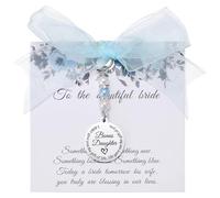 Ralukiia Something Blue for Daughter in Law, Bridal Bouquet Charm for Bride, Gift for Bonus Daughter on Wedding Day, Bridal Shower Gift, Blue Pearl Wedding Charm from Mother in Law, Medium, Stainless