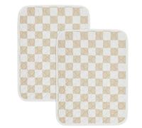 Ralxion 2 Pack Beige Checkered Washable Pee Pads for Dogs, Checkered Reusable Dog Pee Pads, for Puppy Playpen, Crate, Whelping Box, Potty Training, Cute Aesthetic Absorbency, Leak-Proof Non-Slip