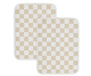 Ralxion 2 Pack Beige Checkered Washable Pee Pads for Dogs, Checkered Reusable Dog Pee Pads, for Puppy Playpen, Crate, Whelping Box, Potty Training, Cute Aesthetic Absorbency, Leak-Proof Non-Slip