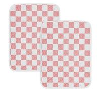 Ralxion 2 Pack Pink Checkered Washable Pee Pads for Dogs, Checkered Reusable Dog Pee Pads, for Puppy Playpen, Crate, Whelping Box, Potty Training, Cute Aesthetic Absorbency, Leak-Proof Non-Slip