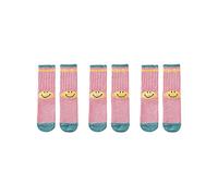 Ralxion 3 Pairs Smiley Face Socks, Cute Aesthetic Preppy Vintage Smiling Face Socks, Pink Stripe, One Size