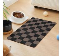 Ralxion Checkered Dog Feeding Mat, Absorbent Mats for Dog Food and Water Bowl, Dispenser, Aesthetic Orange Checkerboard Pet Placemat for Dogs, Cats, Puppy Accessories (Brown, 12 x 19)