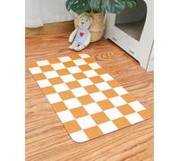 Ralxion Checkered Dog Feeding Mat, Absorbent Mats for Dog Food and Water Bowl, Dispenser, Aesthetic Purple Checkerboard Pet Placemat for Dogs, Cats, Puppy Accessories (Orange, 12 x 19)