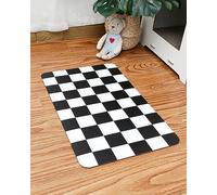 Ralxion Checkered Dog Feeding Mat, Absorbent Mats for Dog Food and Water Bowl, Dispenser, Feeder, Retro Aesthetic Black Checkerboard Pet Placemat for Dogs, Cats, Puppy Accessories, 16" X 24”