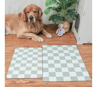 Ralxion Checkered Dog Feeding Mat, Absorbent Mats for Dog Food and Water Bowl, Dispenser, Modern Aesthetic Sage Green Checkerboard Pet Placemat for Dogs, Cats, Puppy, 16" X24”