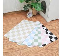 Ralxion Checkered Dog Feeding Mat, Absorbent Mats for Dog Food and Water Bowl, Dispenser, Retro Aesthetic Khaki Beige Checkerboard Pet Placemat for Dogs, Cats, Puppy Accessories, 12" X 19”