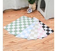 Ralxion Checkered Dog Feeding Mat, Absorbent Mats for Dog Food and Water Bowl, Dispenser, Retro Modern Aesthetic Sage Green Checkerboard Pet Placemat for Dogs, Cats, Puppy Accessories, 12" X19”