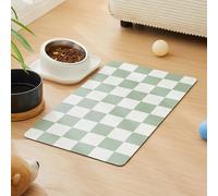 Ralxion Checkered Dog Feeding Mat, Absorbent Mats for Dog Food and Water Bowl, Dispenser, Retro Modern Aesthetic Sage Green Checkerboard Pet Placemat for Dogs, Cats, Puppy Accessories, 12" X19”