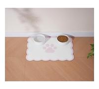 Ralxion Scalloped Dog Feeding Mat, Absorbent Mats for Dog Food and Water Bowl, Dispenser, Cute Elegant Aesthetic Pastel Pink Scallop Pet Placemat for Dogs, Cats, Puppy Accessories, 14" X 19”