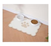 Ralxion Scalloped Dog Feeding Mat, Absorbent Mats for Dog Food and Water Bowl, Dispenser, Cute Elegant Aesthetic Khaki Beige Scallop Pet Placemat for Dogs, Cats, Puppy Accessories, 14" X 19”