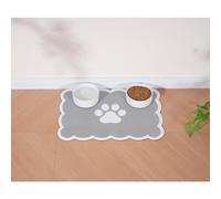 Ralxion Scalloped Dog Feeding Mat, Absorbent Mats for Dog Food and Water Bowl, Dispenser, Cute Elegant Aesthetic Grey Scallop Pet Placemat for Dogs, Cats, Puppy Accessories, 14" X 19”
