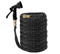 Ram® 100FT Black Expandable Garden Hose Pipe Flexible Garden Lawn Hose with 7 Dial Spray Nozzle, Pack of 1