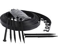 Ram® 10M Metre Flexible Plastic Lawn Edging Border Fence With 40 Securing Pegs Black