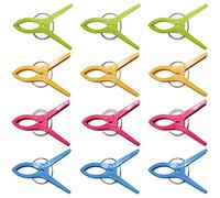 Ram® 12 x Beach Towel Clips Large Jumbo Clothes Pegs Plastic Clips For Sunbeds, Sun Loungers Pool Chairs And Laundry Clothes