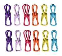 Ram® 12 x Stainless Steel PVC Coated Multi Function Clothes Pegs Food Bag Clips For Food Storage