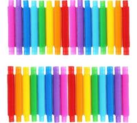 Ram® 20 x Colourful Pop Tube Toy Kids Fun Bendable Sensory Stretch Tubes Pull Pipes Party Toy Stress Release Fidget
