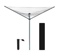Ram® 3 Arm Rotary Washing Line Garden 30M Metres Folding Clothes Washing Line Airer Rotary Line With Spike And Cover 30M, Grey