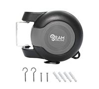 Ram® 30 metre Retractable Reel Clothes Lines Washing Line with Twin Cable - Wall Mounted Heavy Duty Clothes Dryer 2 x 15m Lines of Drying Space, Black