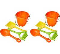 Ram® 5 Pieces Childrens Kids Beach Spade Sand Bucket Set each Sand Bucket Castle Set Tools With Rake and Spade Tools Children Outdoor Toy For your Spring/Summer Holiday (Pack of 2)