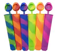 Ram® 6 x Silicone Ice Cream Moulds Ice Lolly Pop Mould Kids Popsicle Ice Lolly Maker