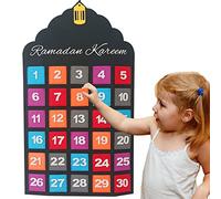 Ram-adan Felt, 30 Days Ram-adan Countdown Calendar for Kids, Wall Hanging Eid Mub-arak with Pockets, Home Ornaments for Ram-adan Eid Decoration, for Kids