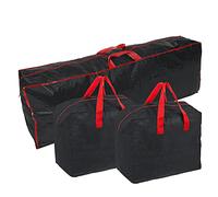Ram® BLACK 3 Pieces Large Christmas Tree Bag With 2 x Decorations Bag With Zip Waterproof Christmas Tree Storage Bags And Decorations Bag
