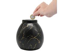 Ram® Black Ceramic Money Pot Marble Effect Money Savings Coin Piggy Bank