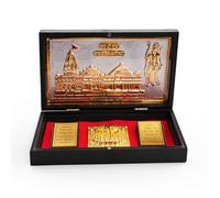 Ram Charan Pagla Padhuka Box Footsteps Footprint Feet in Box with Ram Mandir and Ramji Photo for Home Office Temple Mandir Pooja Diwali Festival Décor Decoration and Gifting (Ram Charan)