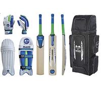 Ram Cricket Challenger Player Bundle - Complete Junior Size 6 Cricket Set with Kashmir Willow Bat, Leather Gloves, Ambidextrous Pads & Duffle Bag | Perfect for Club, School & Casual Play.