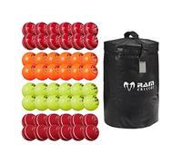 Ram Cricket Coaching Ball Bundle 2 - Junior - 4 Types of Soft Cricket Balls & Coaches Ball Bag (Red/White)