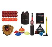 Ram Cricket Fielding Coaching Bundle - Senior & Junior Available - Balls, Bat, Katchet, Cones, Mitt & Bag (Senior, left)