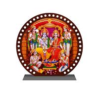 Ram Darbar Idol for Car Dashboard Acrylic Antic Round murti ram parivar Idol for Home Spiritual Gift Temple Pooja Home Decor Office Study Table Holy Showpiece Figurine
